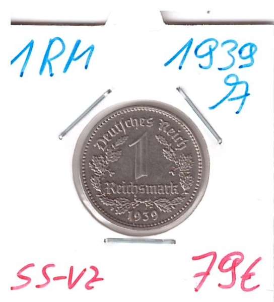 1 RM Reichsmark 1939 A Nickel