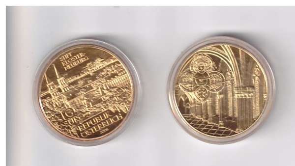 10 Euro 2008 Stift Klosterneuburg ANK Nr.13 Vergoldet Silber