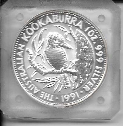 Kookaburra Australien 5 Dollar 1991 31,1g Silber Unze