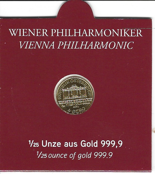 2024 Philharmoniker 1/25 Unze 4 € Euro 1,24 Gramm
