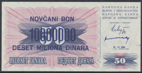 Bosnien Herzogowina- 10 000 000 Dinara 1993 unc - Pick Nr. 36