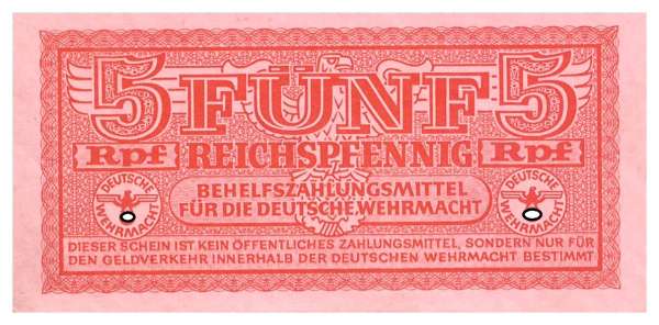 Deutsche Wehrmacht 5 RPF Reichspfennig 1942-1944 ohne Datum Battenberg DWM-3