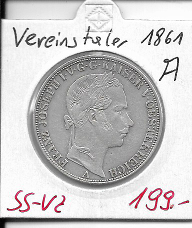 1 Vereins-Taler 1 1/2 Gulden 1861 A Silber Franz Joseph I