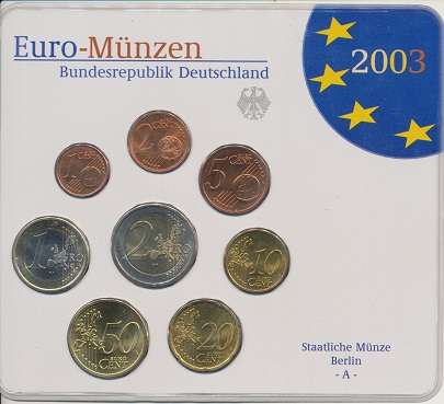 Deutschland 2003 A Kursmünzenset KMS Coinset