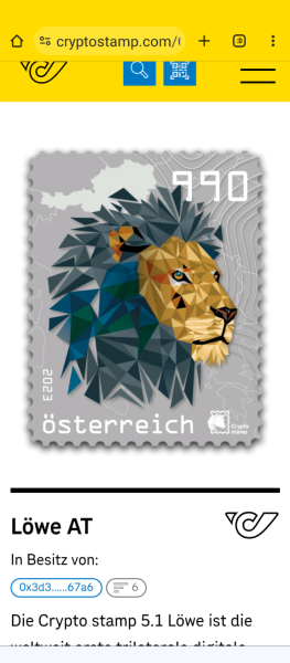 Crypto Stamp 5.1 - Löwe Schwarz crypto stamp edition Postfrisch