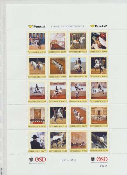 Spanische Hofreitschule Marken Edition 20 Postfrisch 1735-2005