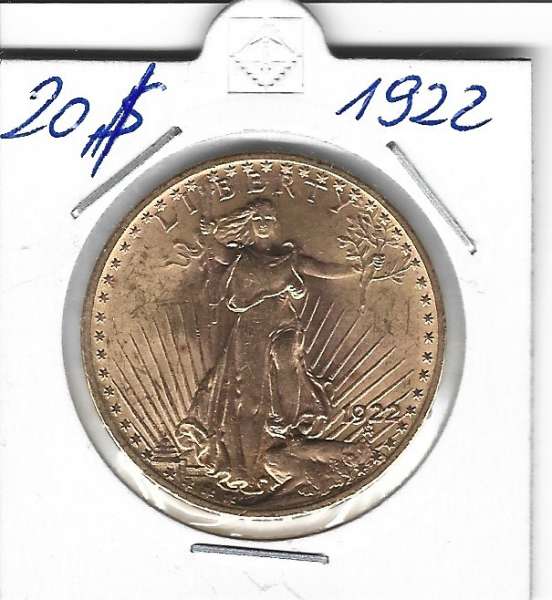 20 Dollars 1922 USA Gold $20, Double Eagle St. Gaudens U.S. Mint