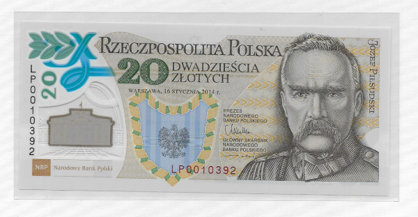 20 Zlotych Jozef Pilsudski 2014 unc.