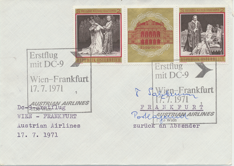 Erstflug DC-9 Wien-Frankfurt 17.7.1971