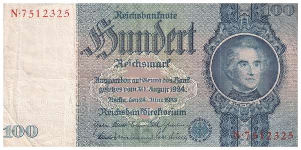 100 Reichsmark 24.6.1935 Wz. Kopf Liebig Ank.232
