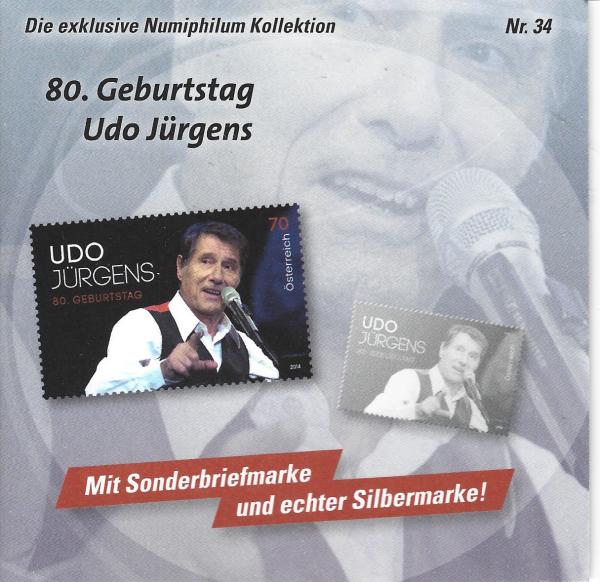 Numiphilum Kollektion Nr. 34 - Sondermarke +Silbermarke 80 Geburtstag Udo Jürgens