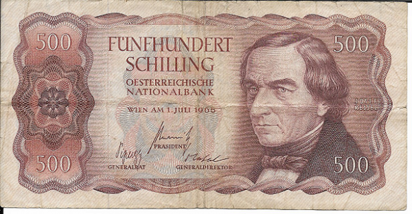 500 Schilling 1.7.1965 Josef Ressel gebraucht Nr:B 676094 A