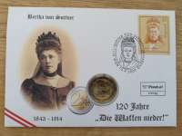 NBE 20 Bertha von Suttner 2009 mit 1 Euro Münze Numisbrief NBE 20 Bertha von Suttner 2009 mit 1 Euro Münze Numisbrief