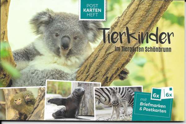 Tierkinder im Tiergarten Schönbrunn Koala Postkartenheft mit 6 Marken