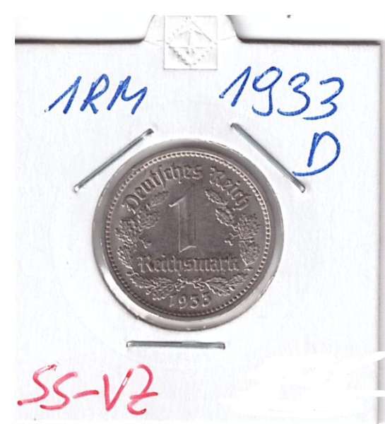 1 RM Reichsmark 1933 A Nickel