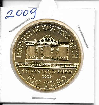 2009 Philharmoniker 1unze 100 Euro 31,1 Gramm