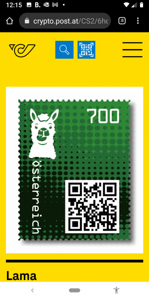 Crypto Stamp 2 - Lama Grün / 2 crypto stamp edition Postfrisch