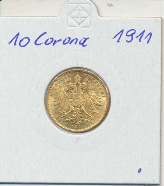 10 Corona Kronen 1911 Franz Joseph I Gold mit St.Schwartz