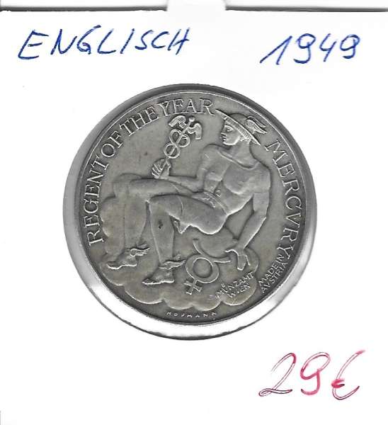 1949 Kalendermedaille Jahresregent Bronze versilbert Englisch