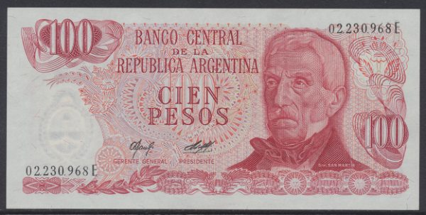 Argentinien – 100 Pesos (1971-73) (P.291) Erh. UNC