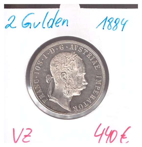 2 Gulden 1884 Silber Franz Joseph I