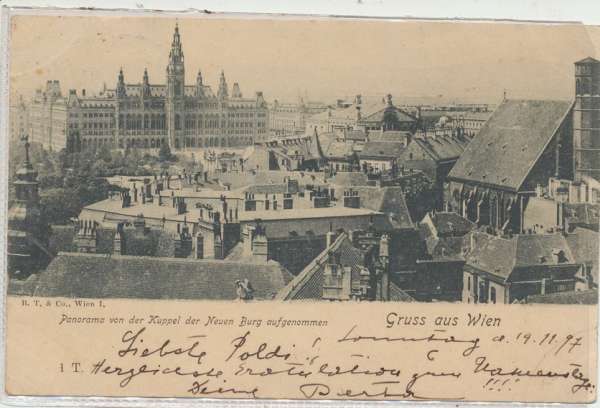 Gruss aus Wien Panorama von der Kuppel der Neuen Burg aufgenommen 1897