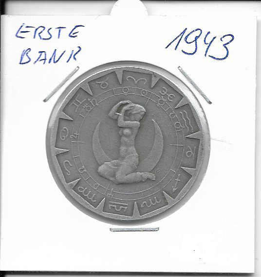 1943 Kalendermedaille Jahresregent Erste Österreichische Sparkasse Zink