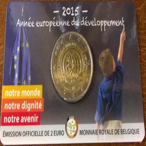 2 Euro Belgien 2015 "Europäisches Jahr für Entwicklung" Blister