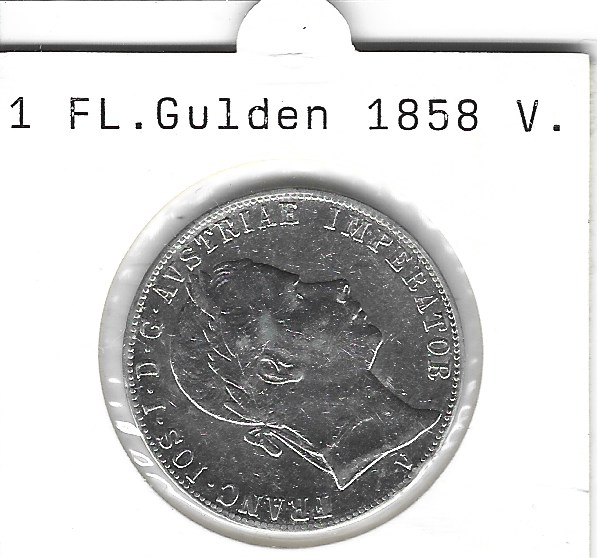 1 Gulden Fl 1858 V Silber Franz Joseph