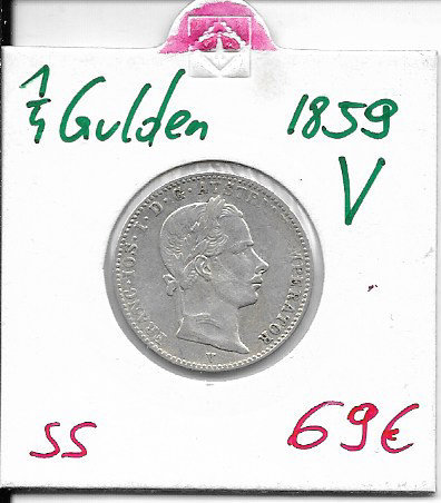 1/4 Gulden 1859 V Silber Franz Joseph