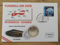 NBE 15) Em 2008 Stadion Wals Siezenheim Numisbrief mit 5 Euro Silber Dribbling NBE 15) Em 2008 Stadion Wals Siezenheim Numisbrief mit 5 Euro Silber Dribbling