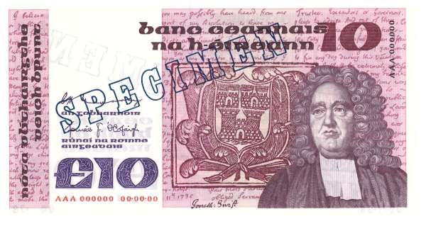 Irland -10 Pfund 1978-92 Specimen Pi.72