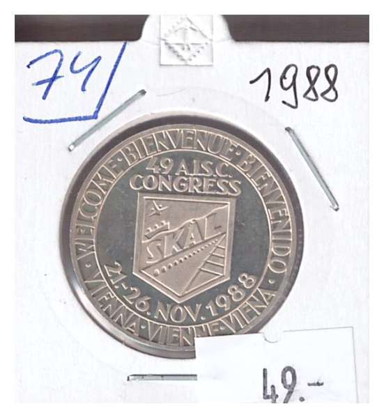 Nr. 074 Skal Club 49A.I.S.C. Congress 1986 Casinos Austria Silber 100 Schilling