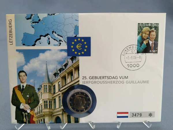 2 Euro Numisbrief Luxemburg -25 Geburtstag Erbgroßherzog Guillaume 2006
