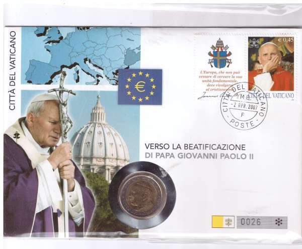 2 Euro Numisbrief Vatikan 2005 Johannes Paul II