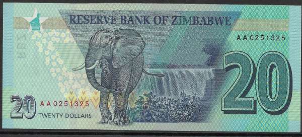 SIMBABWE / ZIMBABWE – 20 Dollars 2020 UNC Pick