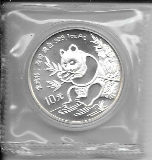 China 10 Yuan 1991 Panda 31,1g 1 Oz Silber Unze