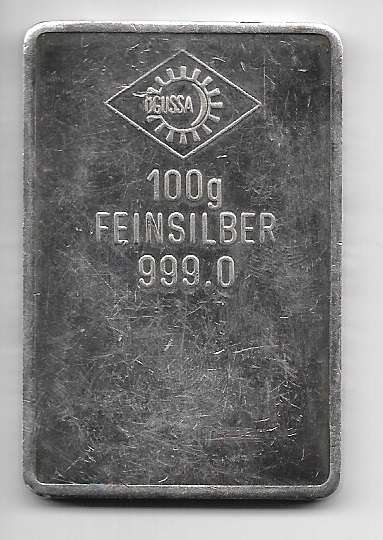 100 Gramm Silber Barren Ögussa 999,0 Feinsilber