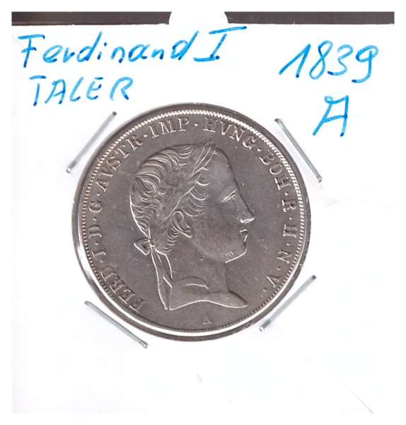 1 Taler Silber 1839 A Ferdinand I