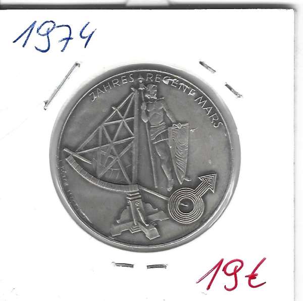 1974 Kalendermedaille Jahresregent Mars Versilbert