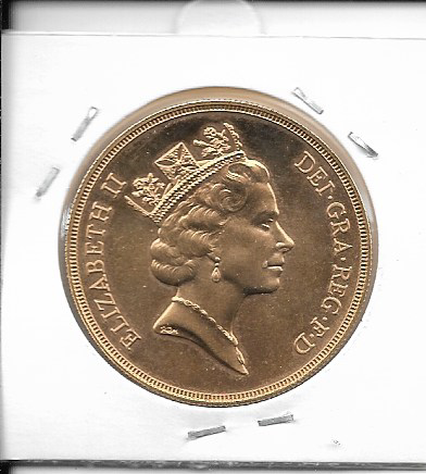 5 Pounds 1985 Great Britain Großbritannien Münze, Elizabeth II, STGL, Gold, KM:945