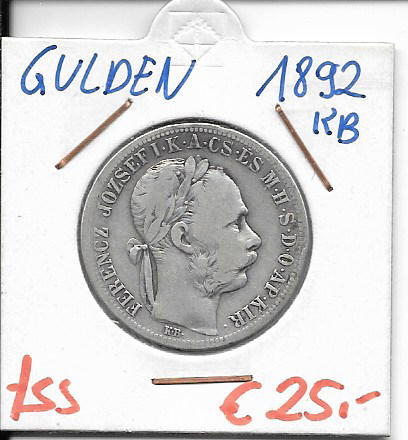 1 Gulden Forint 1892 KB Silber Franz Joseph