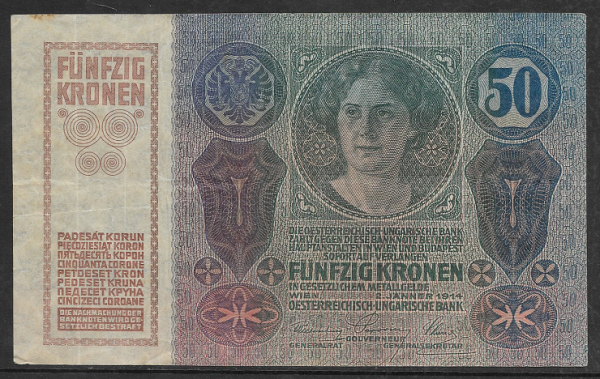 50 Kronen 2.1.1914 Nr.1056 262082 Deutschösterreich ANK 161 Hellbraun