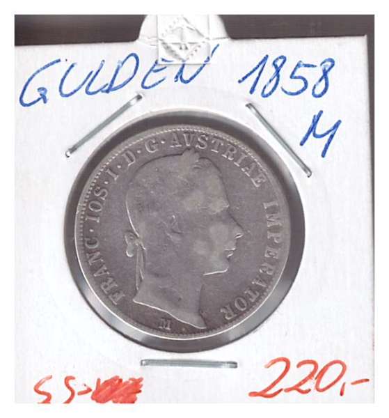 1 Gulden Fl 1858 M Silber Franz Joseph I