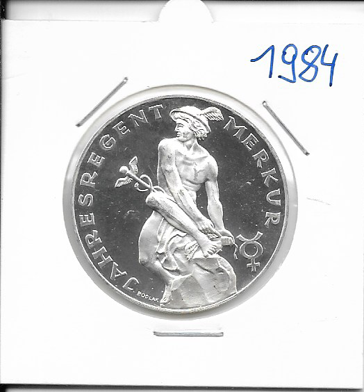 1984 Kalendermedaille Jahresregent Merkur Silber
