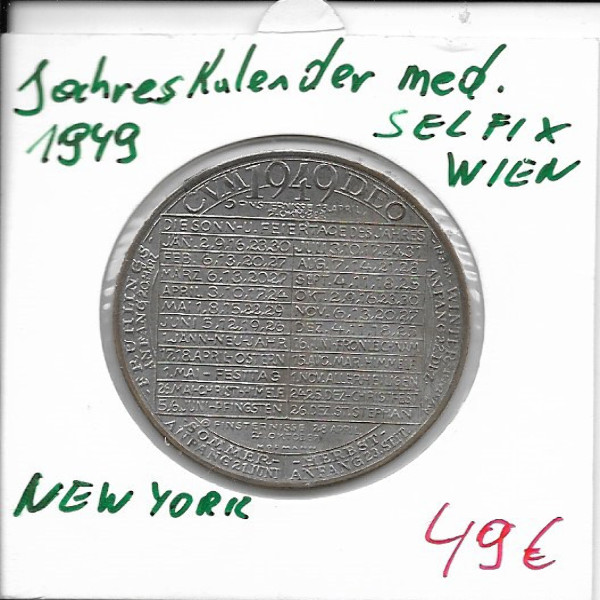 1949 Kalendermedaille Jahresregent SELFIX Wien Bronze versilbert