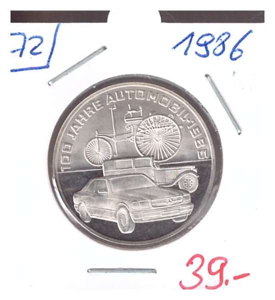 Nr. 072 100 Schilling 100 Jahre Automobil 1986 Casinos Austria Silber Casino Jeton 100 Schilling