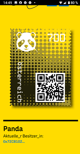 Crypto Stamp 2 - Panda Gelb / 2 crypto stamp edition yellow Postfrisch