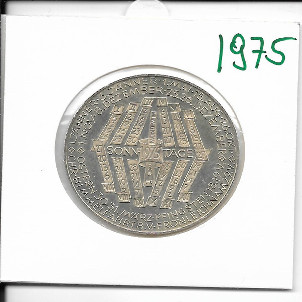 1975 Kalendermedaille Jahresregent Sonne Silber