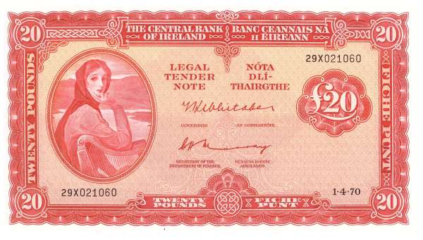 Irland - 20 Pfund 1970 Unc Pi.67